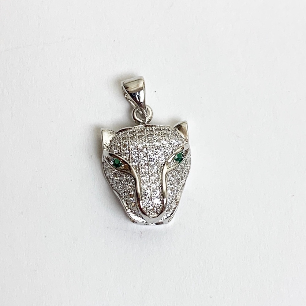 Silver Tone Pave CZ Panther Jaguar Pendant